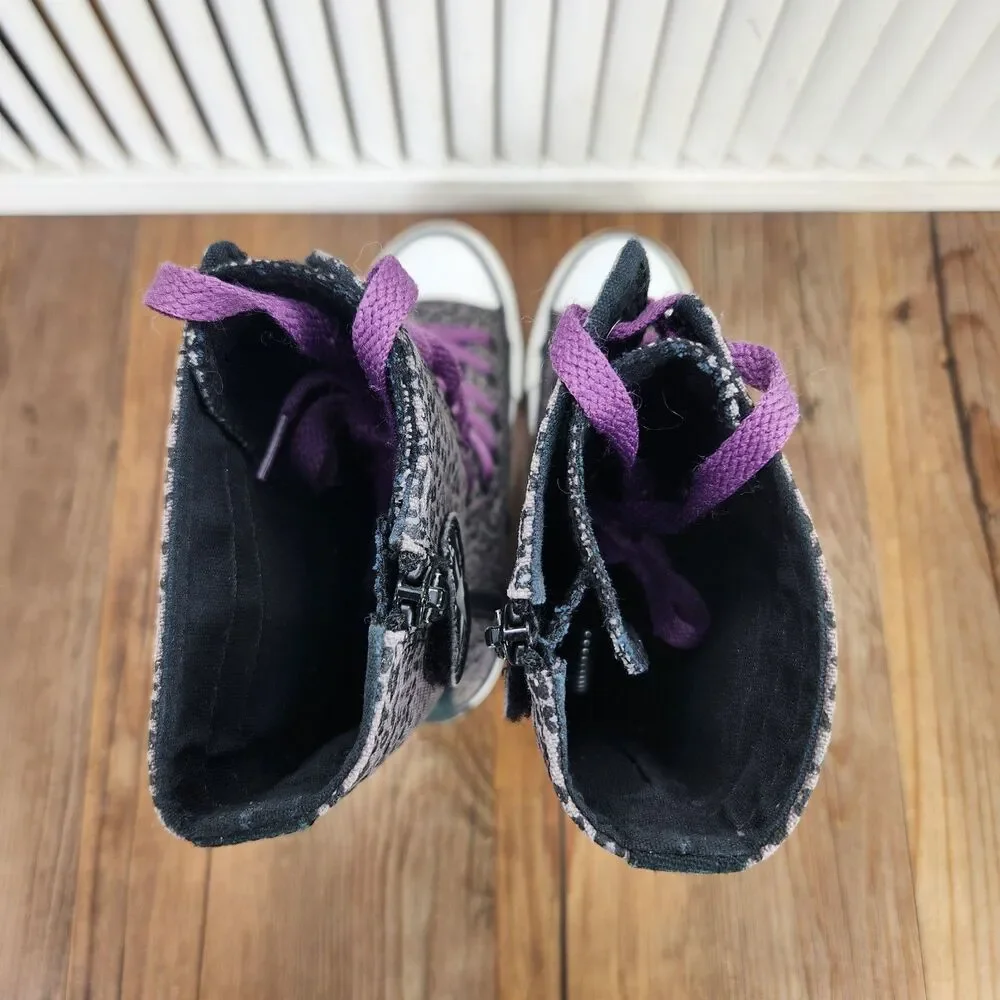 Converse CTAS XXHI Knee High Sneakers Junior Size 1 Purple Leopard Shoes 636401C
